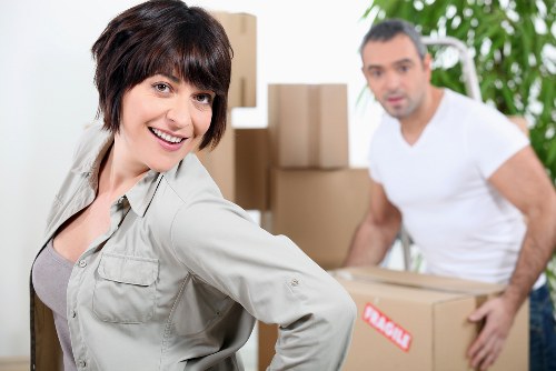 Packed boxes and household items ready for student removals