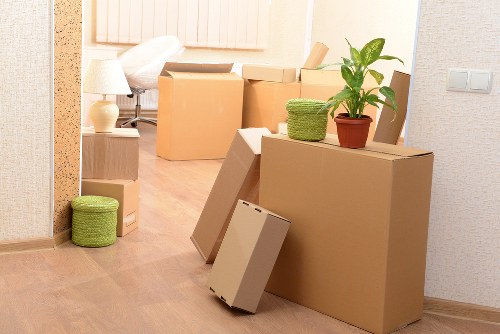 Furniture and household items prepared for transport